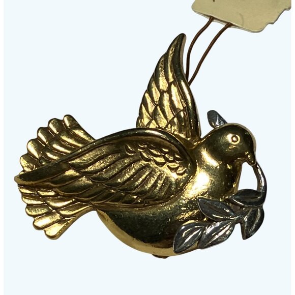 Vatican Library Collection Dove with Olive Branch Pin Brooch - Picture 2 of 9